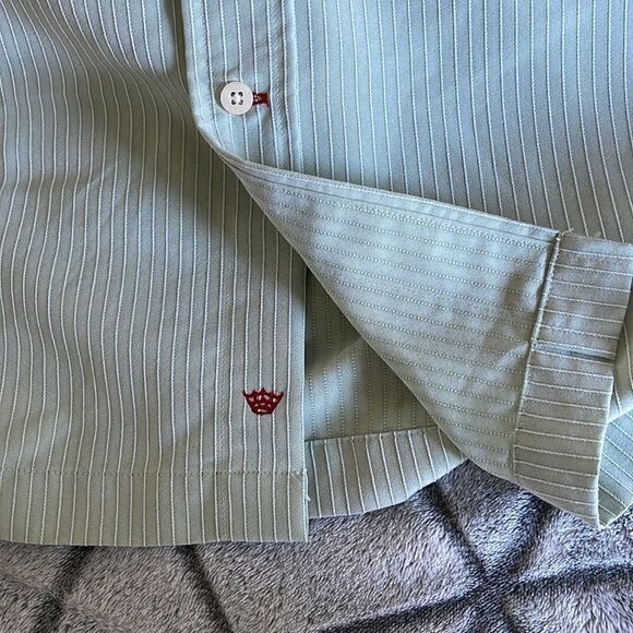 NWT REUNION Button down Shirt. Mint‎ Green w/white striping. Size Large - Picture 10 of 10